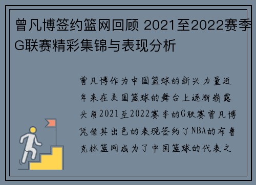 曾凡博签约篮网回顾 2021至2022赛季G联赛精彩集锦与表现分析